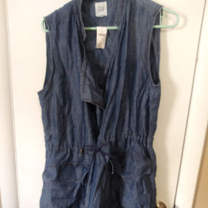 NWT Gap Womens Denim Midi Tencel Vest Tunic Sz S